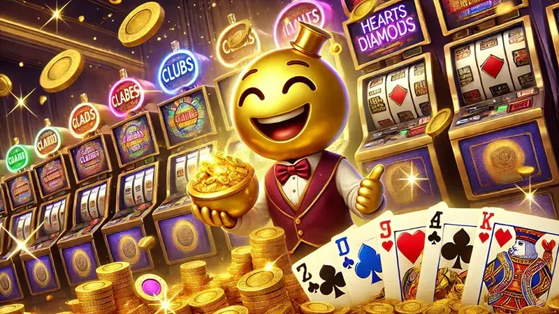 Ilustrasi layar slot mobile dengan simbol permainan dan reel